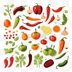菜根菜叶图片_五颜六色的手绘蔬菜水果4