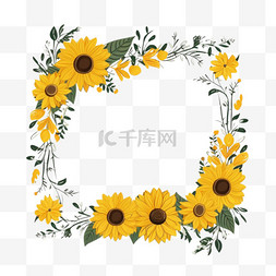 美丽的花边花卉图片_手绘平面设计葵花边3