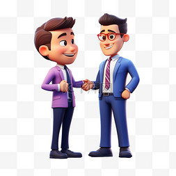 商务握手合作图片_3D商务握手合作办公职业人物立体