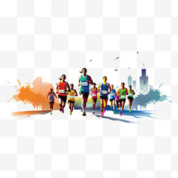 人跑步素材图片_城市马拉松赛事跑步人物1