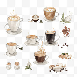 咖啡籽图片_水彩咖啡插图配图4