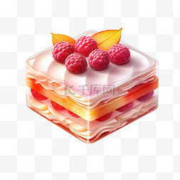 诱人蛋糕图片_3D美食食物树莓蛋糕诱人清新充饥