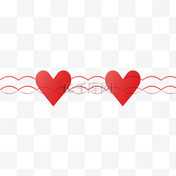 两条红色和字形的心电图线1