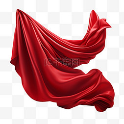 绸布图片_红色绸布飘动角度AI元素免扣图案