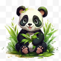 可爱熊猫萌宠吃竹子动物国宝卡通