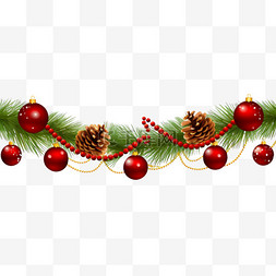装饰元素圣诞节彩带彩球松叶