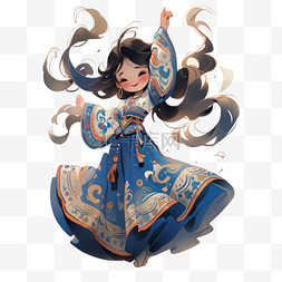 中国风跳舞异域少女卡通手绘免扣