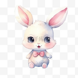 简约兔子图片_水彩简约可爱大耳朵兔子动物免扣