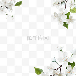 春天花卉白色小花装饰边框3