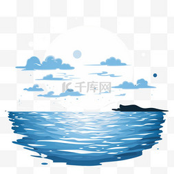 海洋卡通图片_月圆之夜海洋卡通插图4