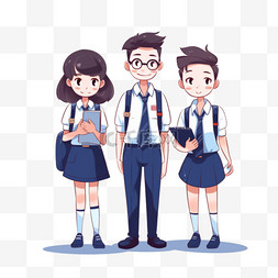 3D学生背书包上学学习JK校服