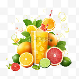 冰橘子图片_夏季水果果汁饮料玻璃杯2