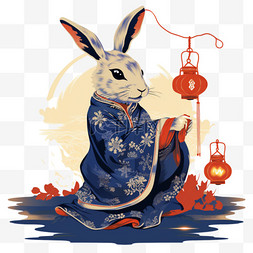 中秋节灯笼兔子卡通玉兔中国风节