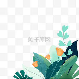 春节边框图片_清新植物叶子花朵草丛树叶