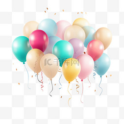 用柔和颜色的逼真气球祝生日快乐