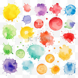 彩色水墨图片_手绘彩色水彩画笔画集向量