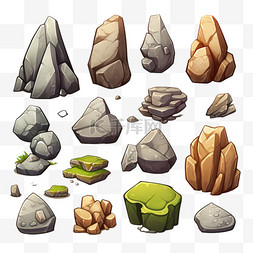 电脑游戏图片_带有岩石的卡通游戏界面