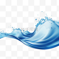 水波背景图片_透明背景上带有气泡的逼真蓝色水