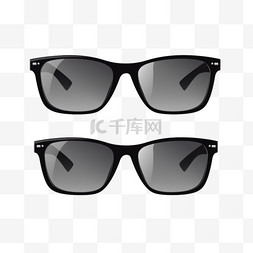 一套时髦的黑色太阳镜。黑眼镜被