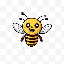 可爱的蜜蜂飞翔的卡通矢量图标插