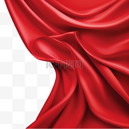 红色丝绸折叠面料背景，奢华纺织