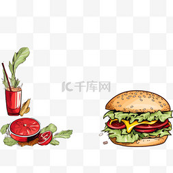 美食网站模板图片_带汉堡和薯条的数字餐厅菜单水平