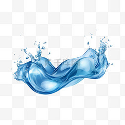 水波背景图片_透明背景上带有气泡的逼真蓝色水