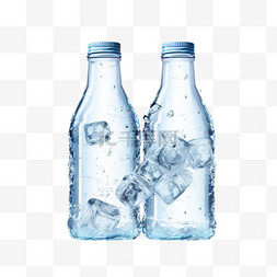 水滴组成的水滴图片_逼真的矿泉水海报，由品牌塑料瓶