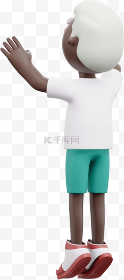 3D黑人男性背影招手形象提取关键