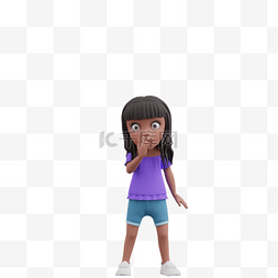 3D棕色女孩惊讶姿势标题长度6个字