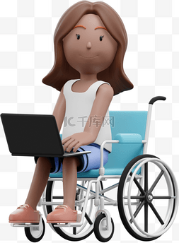 漂亮女性坐轮椅办公形象