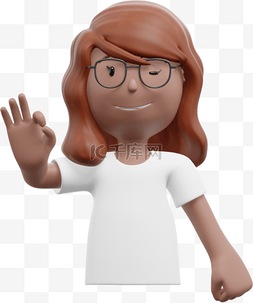 沉稳可靠的3D棕色女性手势