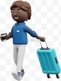 关键词提取图片_关键词提取3D黑人男性拖着行李箱