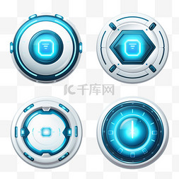 按钮组技术未来风格科幻色彩蓝色
