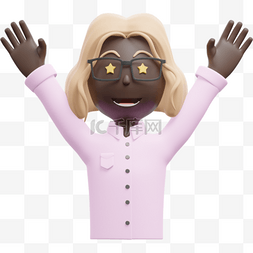 黑人女性举手庆祝的帅气姿势