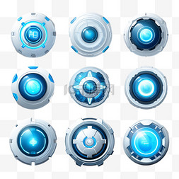 科技风格图片_按钮组技术未来风格科幻色彩蓝色