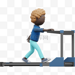 精彩图片_3D黑人女性跑步机运动姿势精彩形
