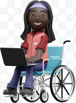 黑人女性坐轮椅办公形象展现女人