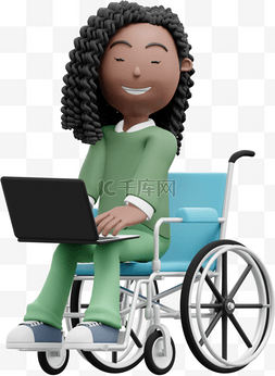 办公图片_漂亮女性坐轮椅办公形象