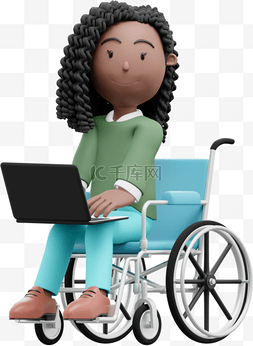 女性坐轮椅办公形象漂亮姿势元素