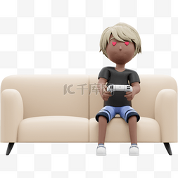 女人坐沙发上图片_3D女性坐沙发上打游戏