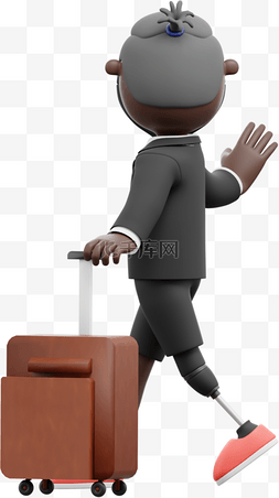 拖着行李箱的图片_拖着行李箱的帅气黑人男性出行姿