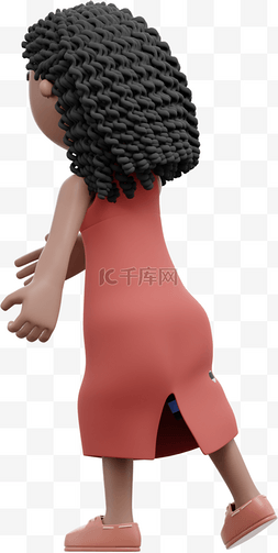 3D棕色女性走路形象关键词3D棕色
