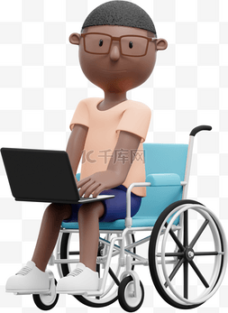 坐轮椅男性办公形象