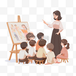 教孩子画画美术老师手绘元素