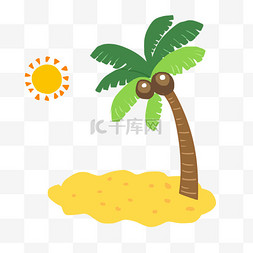椰树卡通图片_手绘卡通椰树免抠元素