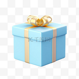 礼物礼盒惊喜蓝色金丝带免扣元素