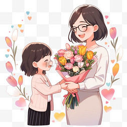 教师节素材花图片_教师节学生给老师送花卡通免抠元