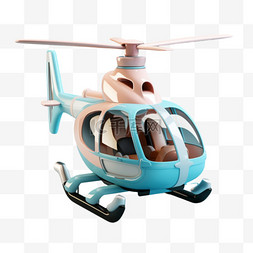飞机直升机蓝色飞行免扣元素装饰