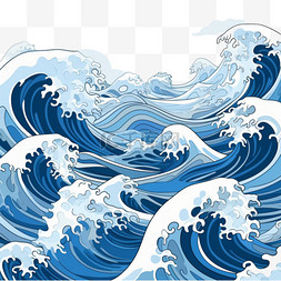 东方海浪图片_蓝波图案背景，以公有领域艺术品